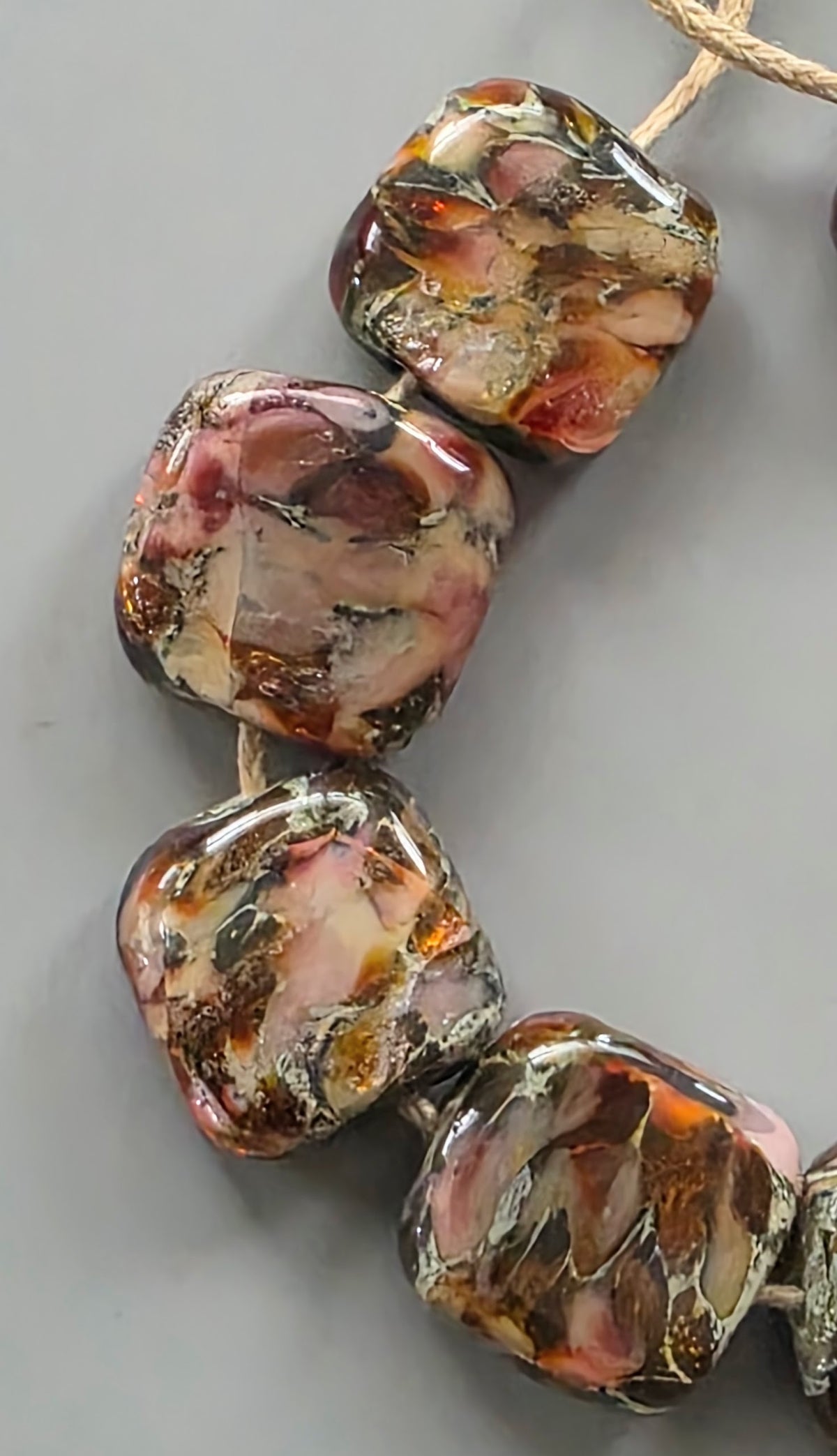Silver Roses Lampwork Beads