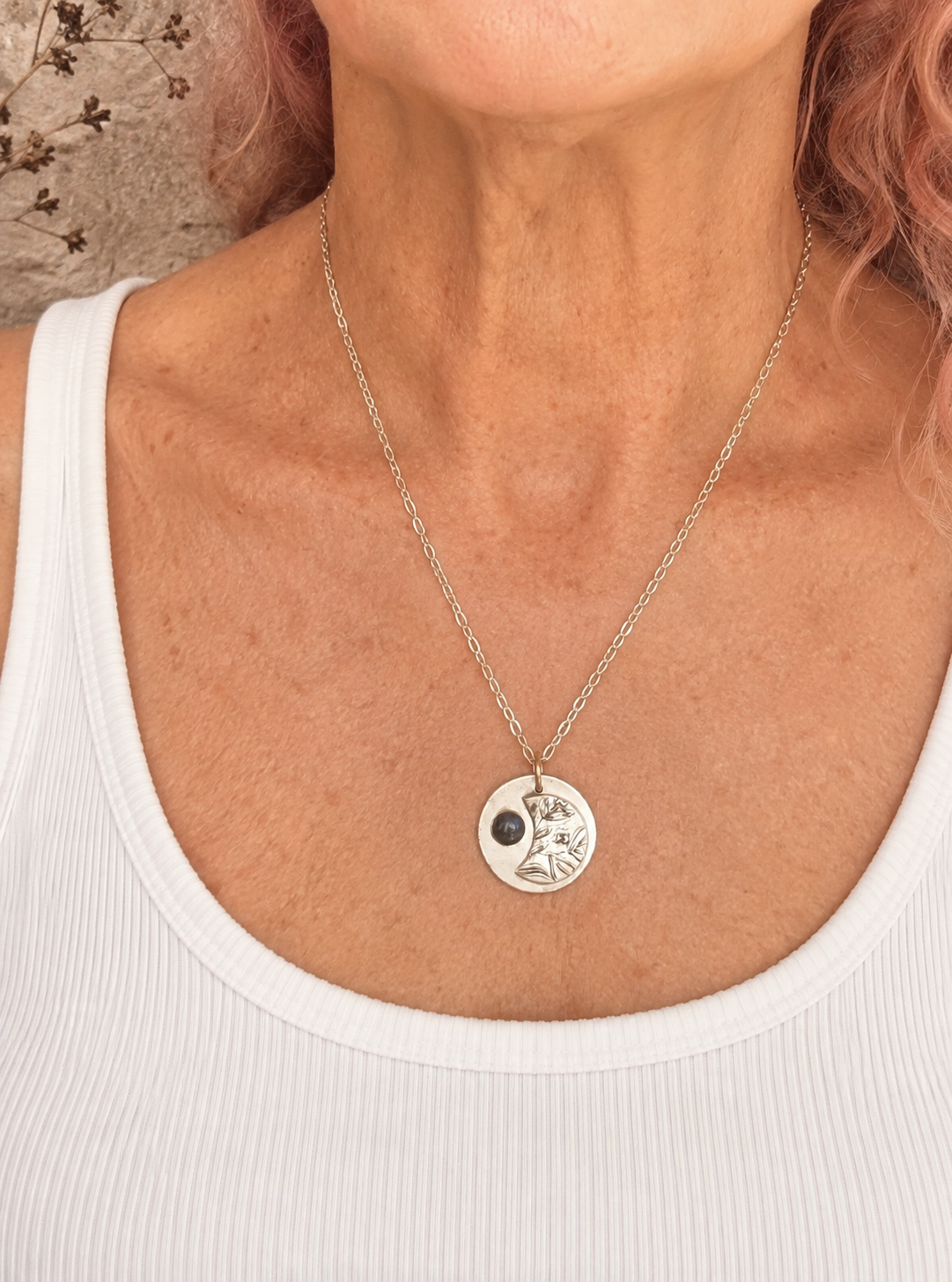 Sterling Moon Necklace with Labradorite