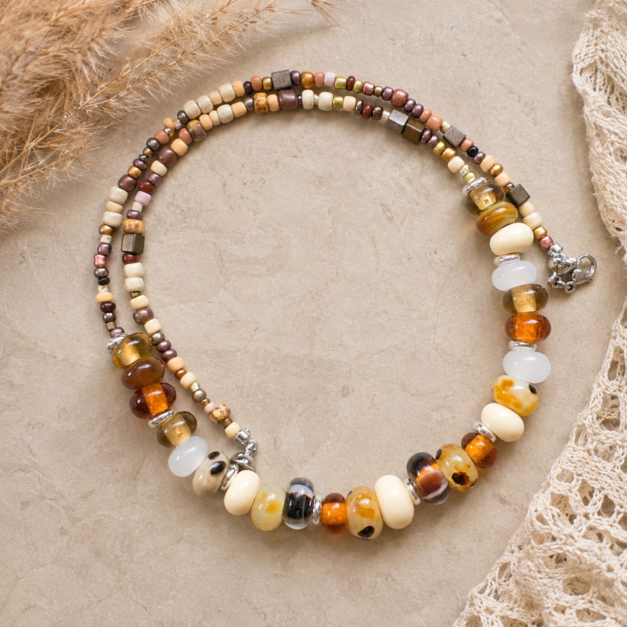 Autumn Colors Lampwork Bead Necklace
