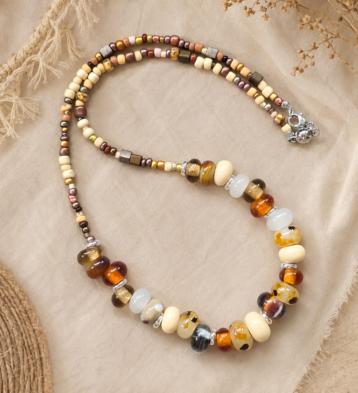 Autumn Colors Lampwork Bead Necklace