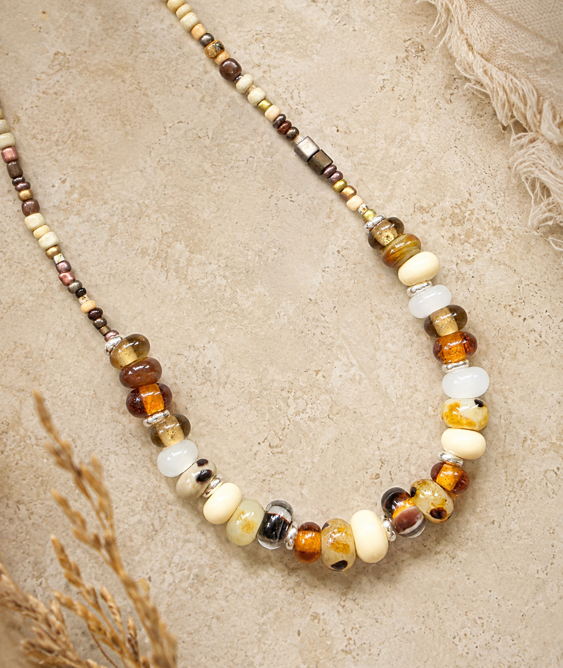 Autumn Colors Lampwork Bead Necklace