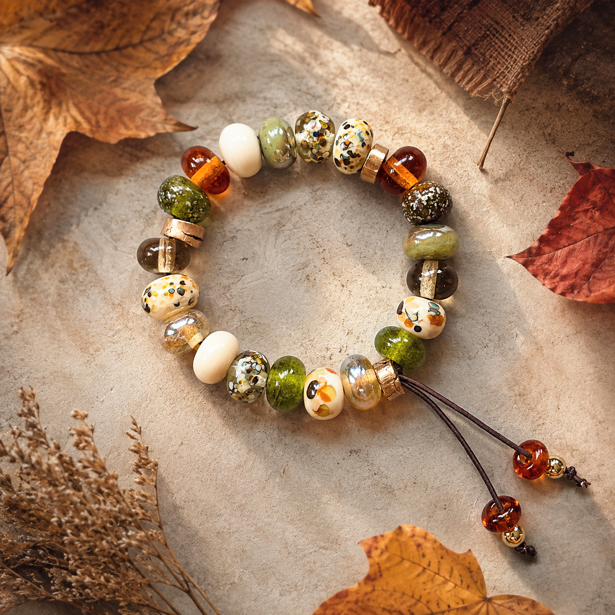 Handmade Lampwork Bead Stretch Bracelet