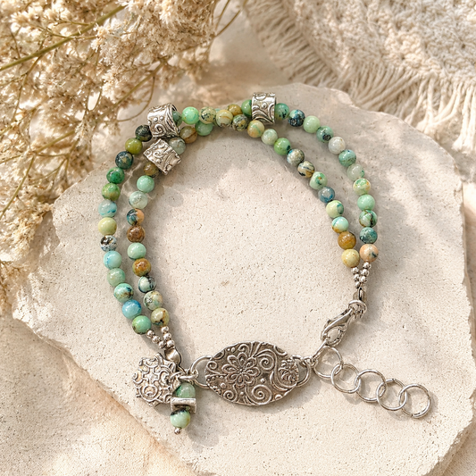 Turquoise with Sterling Focal and Slider Beads