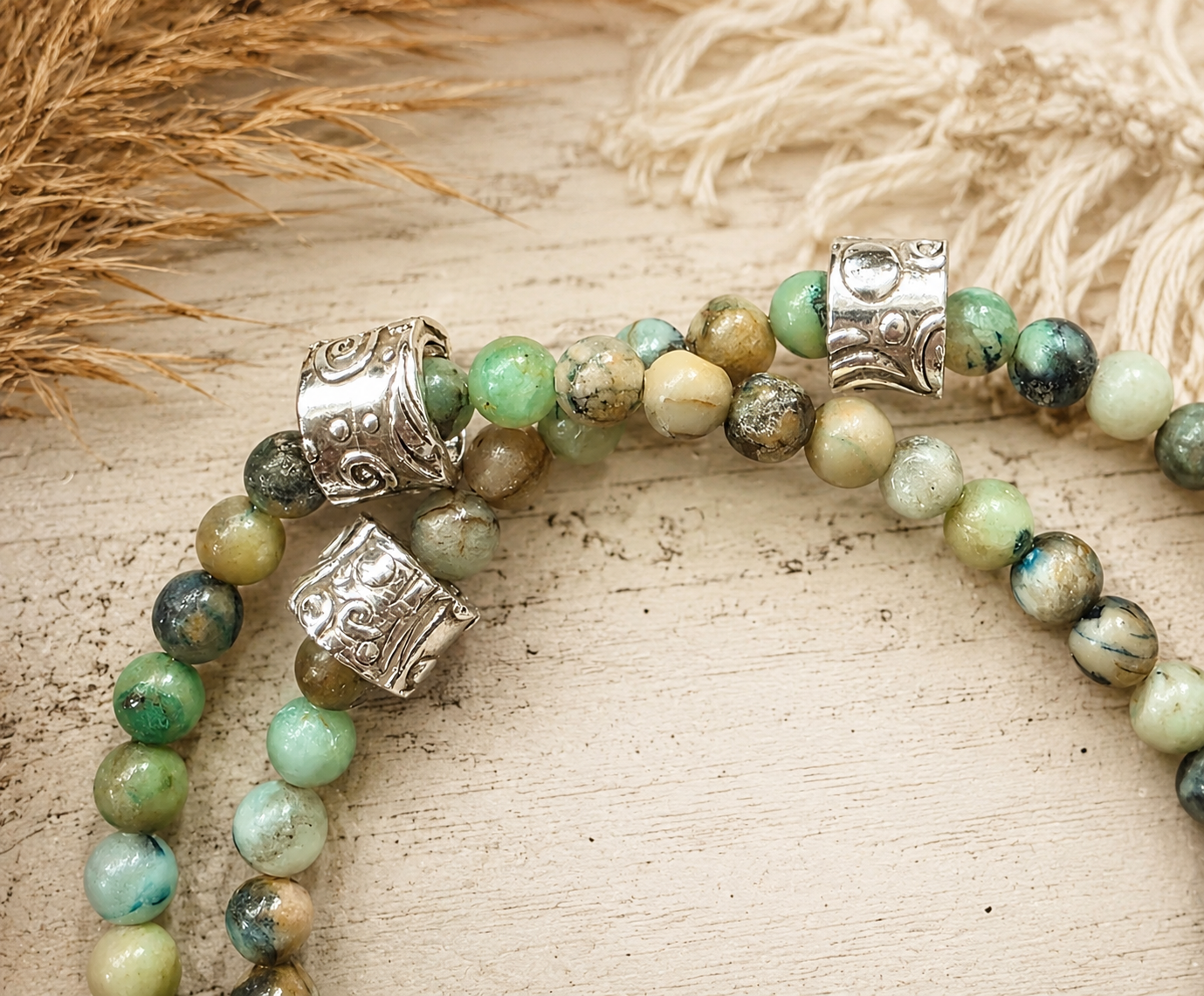 Turquoise with Sterling Focal and Slider Beads
