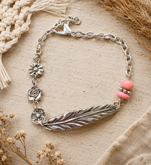 Pink Opal and Sterling Bracelet