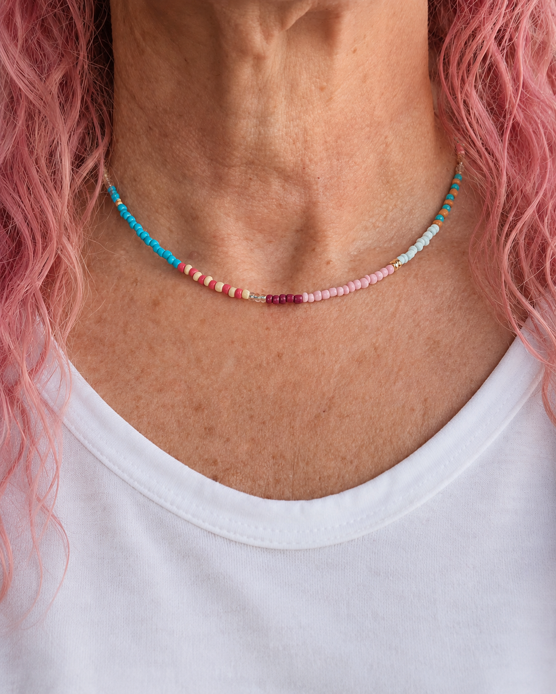 Color Pop Seed Bead Necklace – 17 Inches