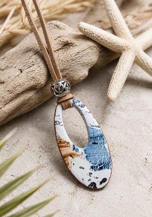 Boho Suede Polymer Clay Necklace