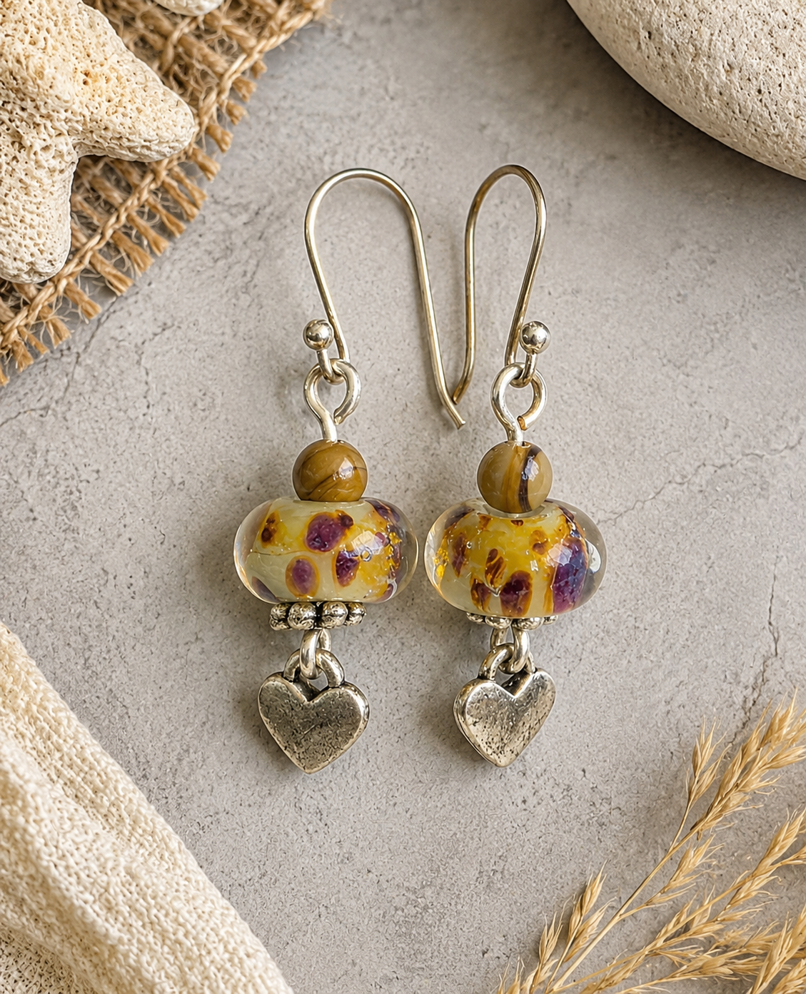 Lampwork and Gemstone Earrings
