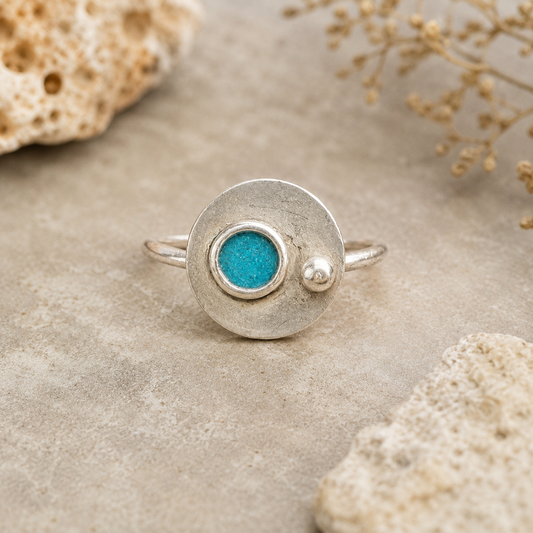 Sterling Silver & Enamel Ring | Size 8