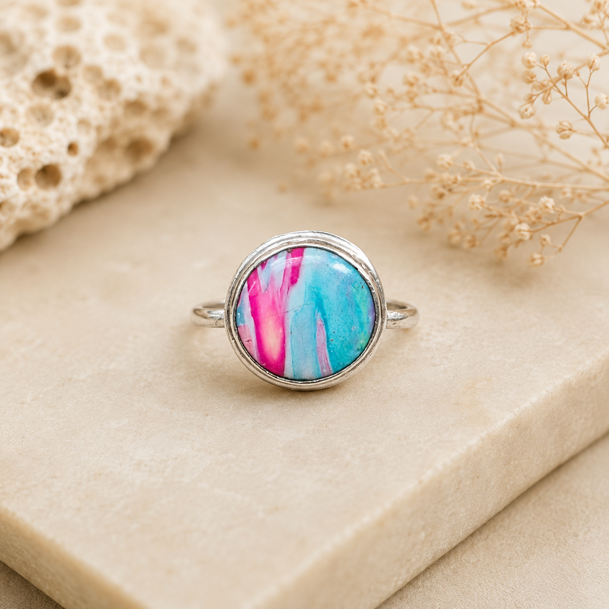 Sterling Silver Polymer Clay Ring Size 6.5