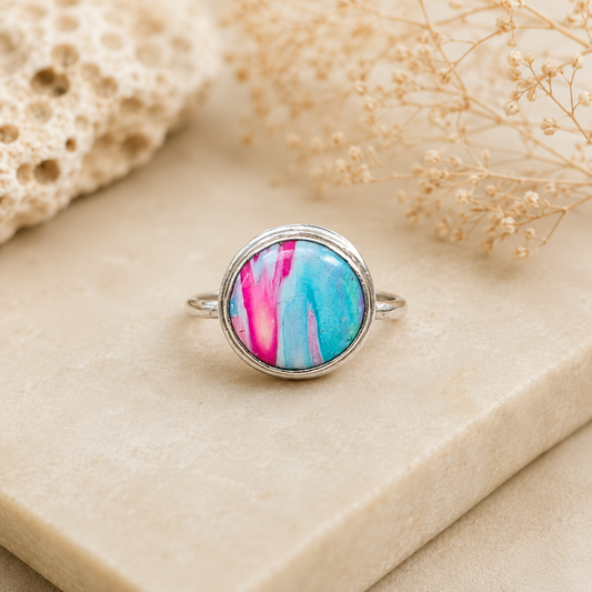 Sterling Silver Polymer Clay Ring Size 6.5
