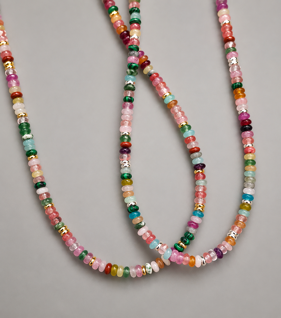 Mixed Gemstone Beaded Necklace – Sterling Silver or Gold Filled