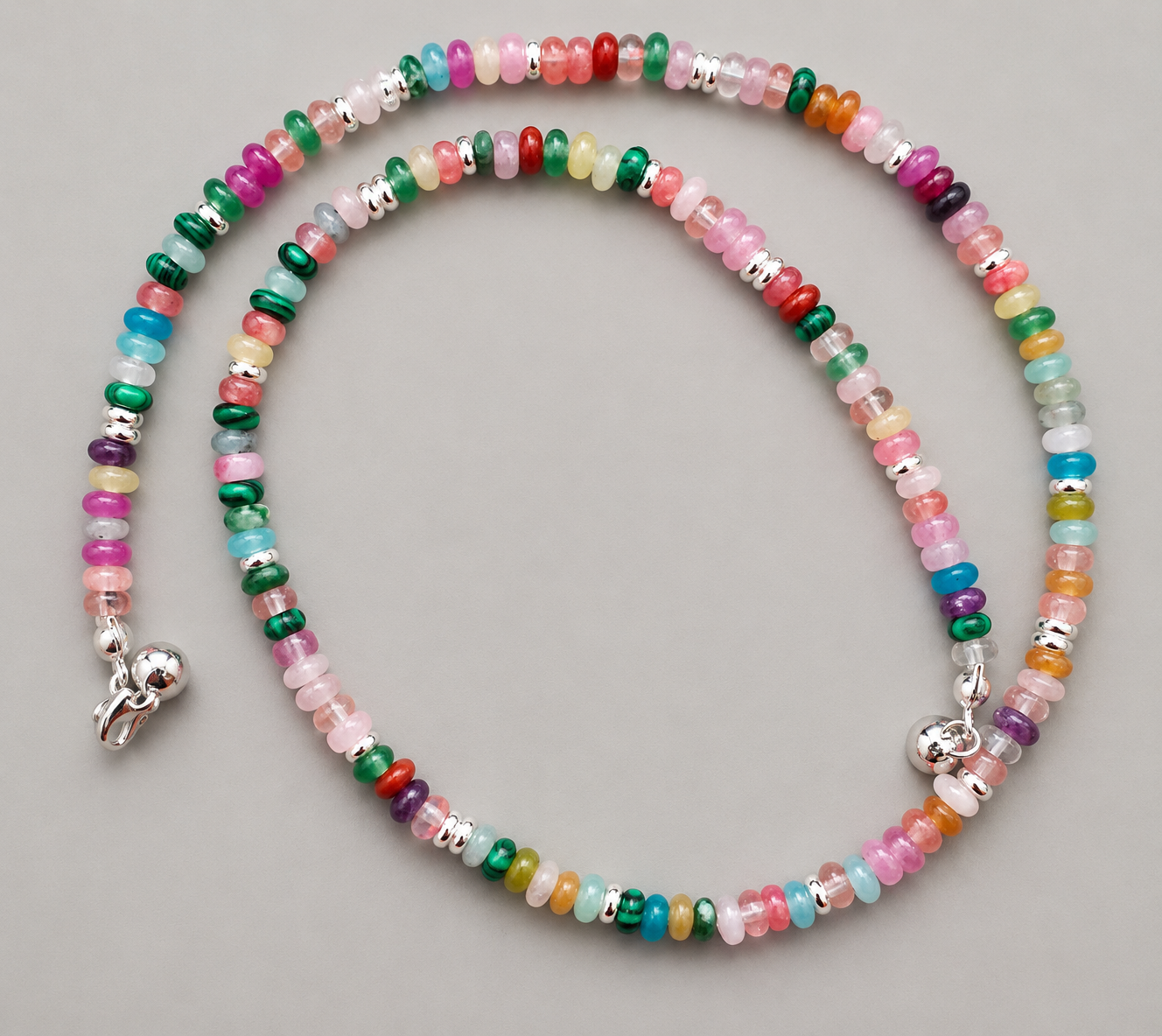 Mixed Gemstone Beaded Necklace – Sterling Silver or Gold Filled