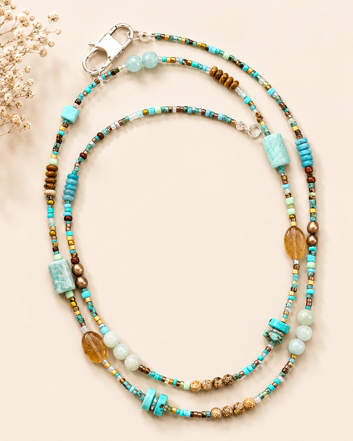 Turquoise Skies Convertible Gemstone Necklace | Wrap Bracelet | 30"