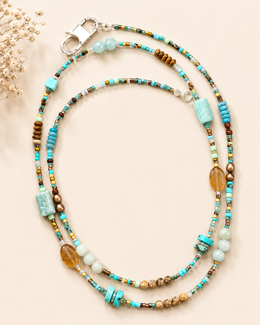 Turquoise Skies Convertible Gemstone Necklace | Wrap Bracelet | 30"