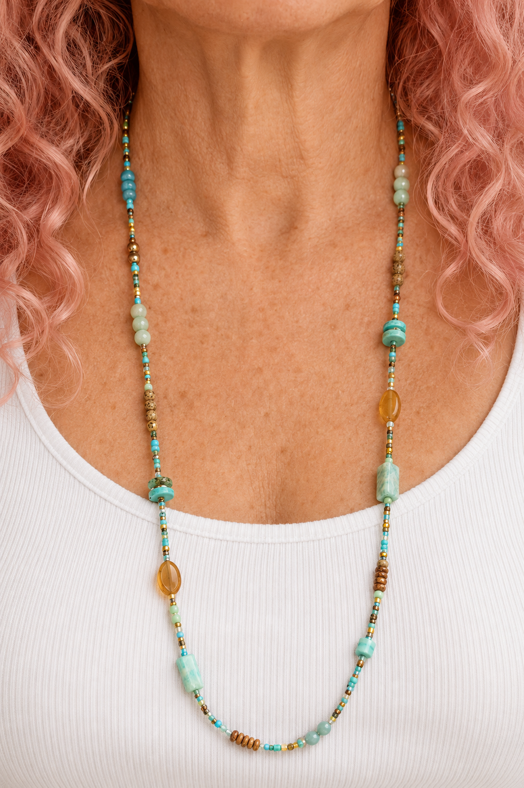 Turquoise Skies Convertible Gemstone Necklace | Wrap Bracelet | 30"
