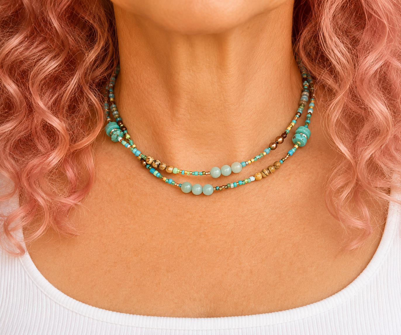 Turquoise Skies Convertible Gemstone Necklace | Wrap Bracelet | 30"
