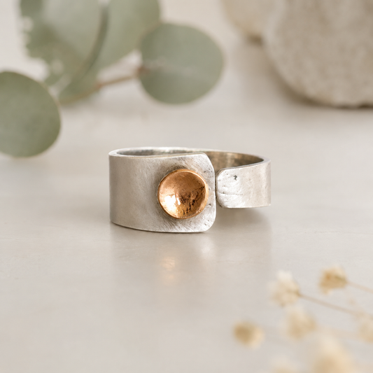 Modern Mixed Metal Ring- Adjustable
