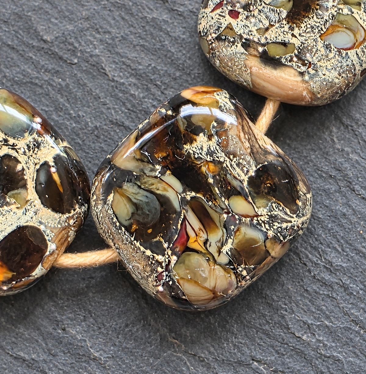 Organic Silvered Ivory Lampwork Beads