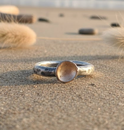 Rustic Sterling and Bronze Stacking Ring