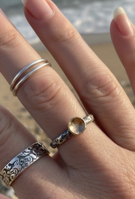 Rustic Sterling and Bronze Stacking Ring